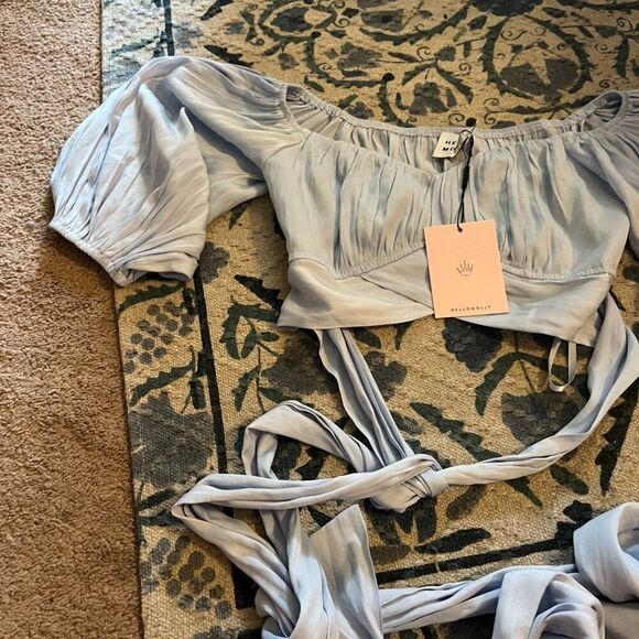 Hello Molly Danced Until Four Crop Top Steel Blue 4 - Picture 7 of 12